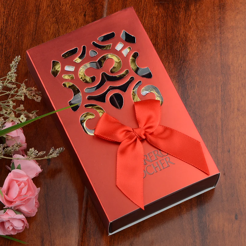FERRERO ROCHER коробки, свадебные сувениры милые подарки сумки вечерние поставки Baby Shower Ferrero шоколадные конфеты коробки 6 отверстий золотого цвета с бантом