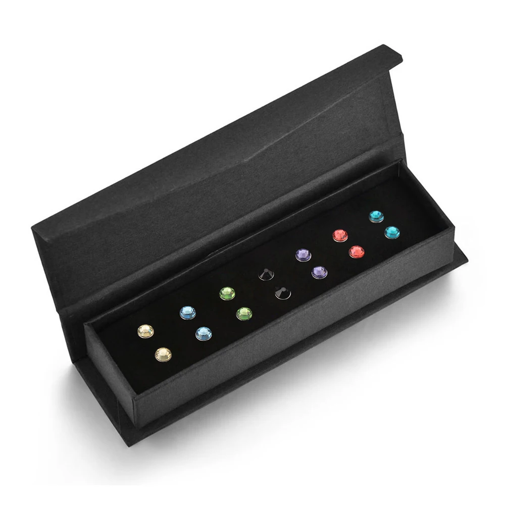 7 пар/компл. простые круглые серьги с кристаллами 7 цветов еженедельно ювелирных изделий для Для женщин девочек сделаны с элементами SWAROVSKI серебро Цвет