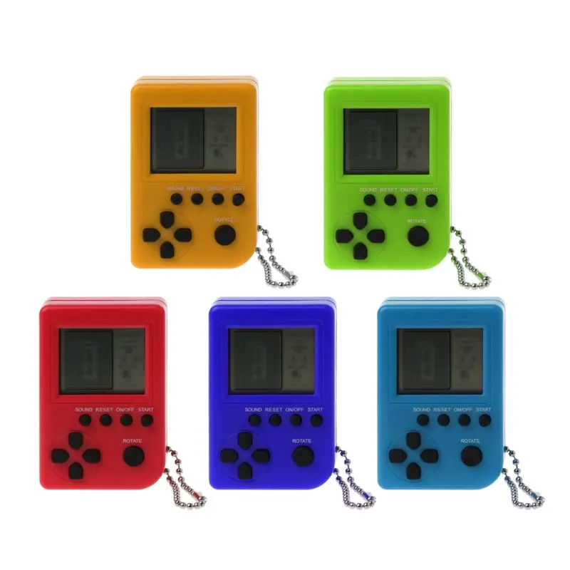 

Premium Tetris Mini Handheld Child Video Game Console Capsule Toy Built-in 26 Games Use for Key Chain Ring Gift Random Color