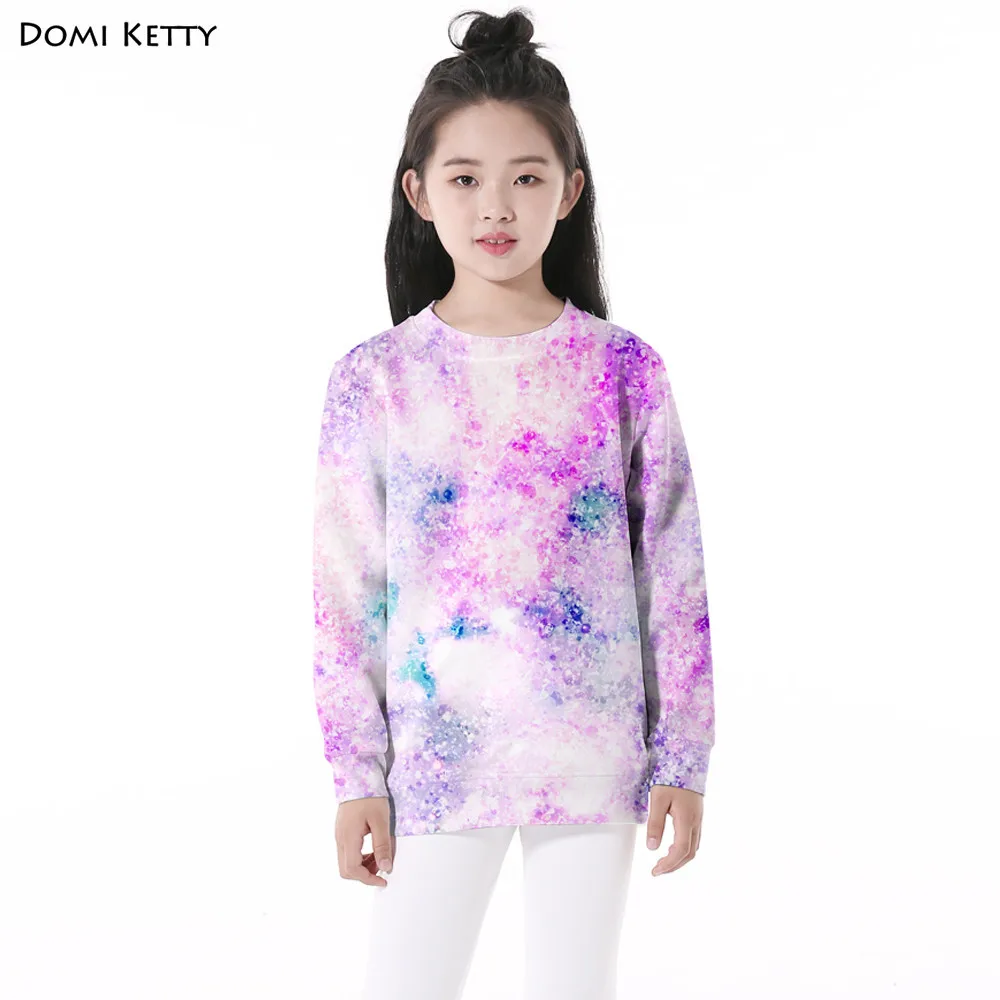 Domi Ketty kids hoodies print purple starry sky cute girls boys long
