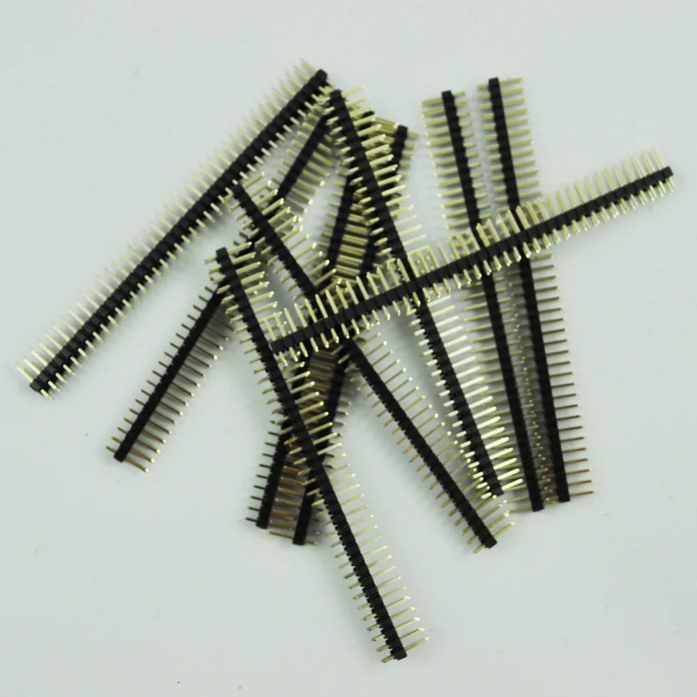 High Quality 10 Pcs 2x40 Pin 2.54mm Pitch Double Row PCB Pin Headers copper 2 54mm smd double row 5pin headers black silver 10 pcs