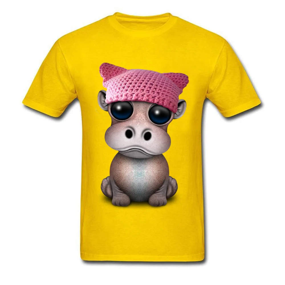 Cute Baby Hippo Wearing Pussy Hat_yellow