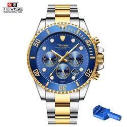 Кварцевые наручные часы TEVISE Для мужчин часы T823S неделя Дата Световой Наручные часы Для мужчин s вращающееся кольцо часы мужской