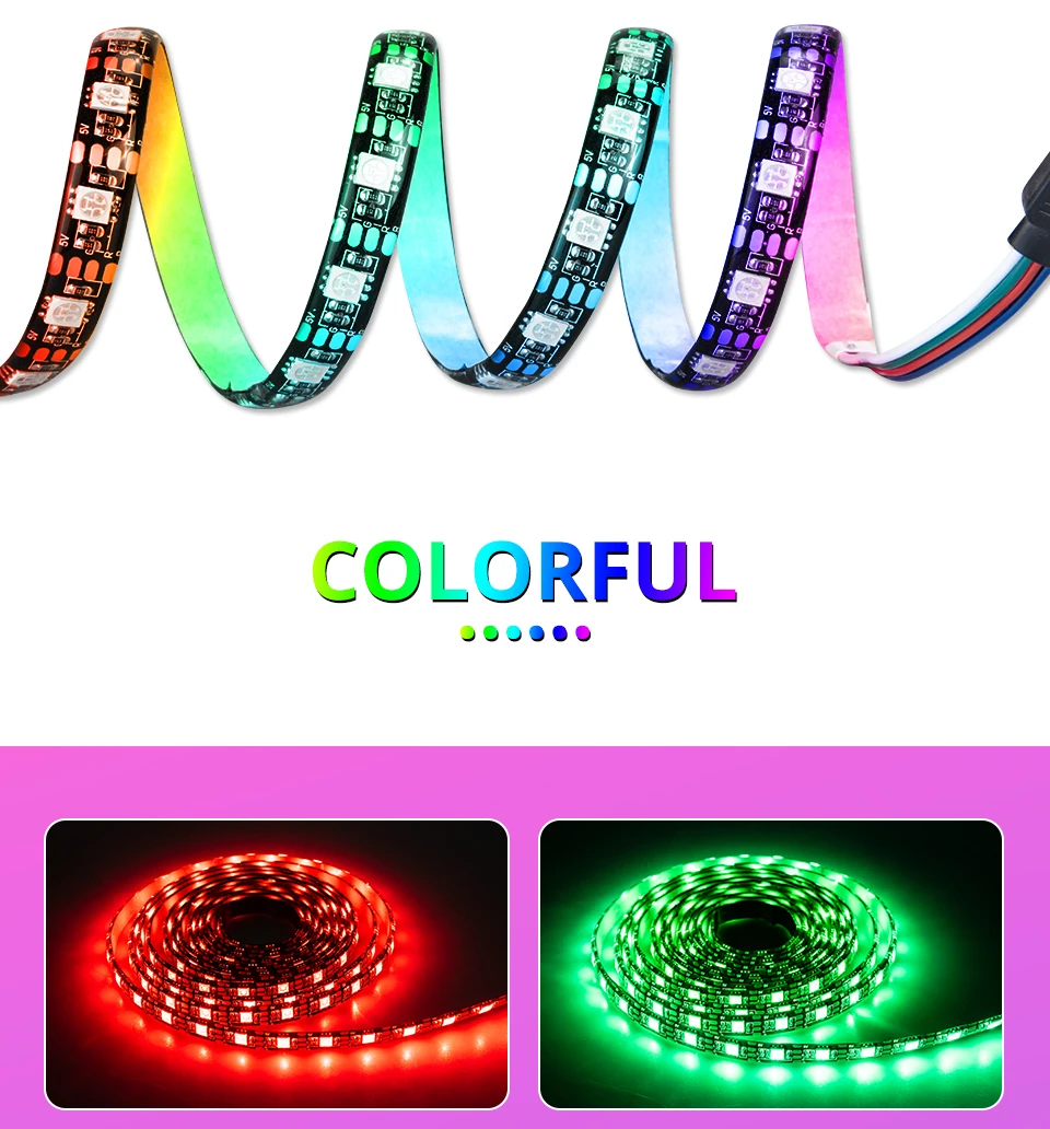 SATA RGB LED Strip Night Light Neon Decorative Lamp Luminaria PC Computer Case Backlight Bias Lighting (8)