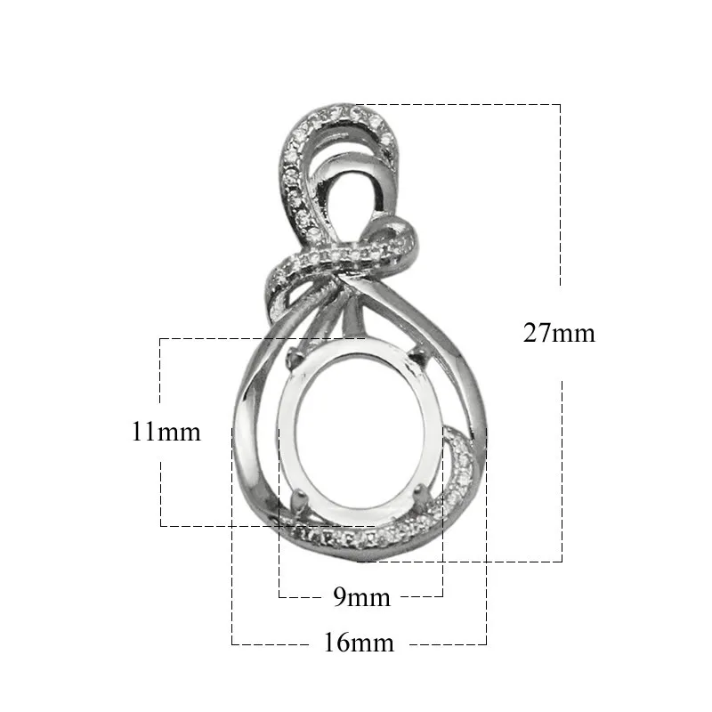 Beadsnice Овальный кулон лоток 925 пробы серебряный пустой кулон кабошон установка ручной работы ожерелье подвески для женщин ID34064