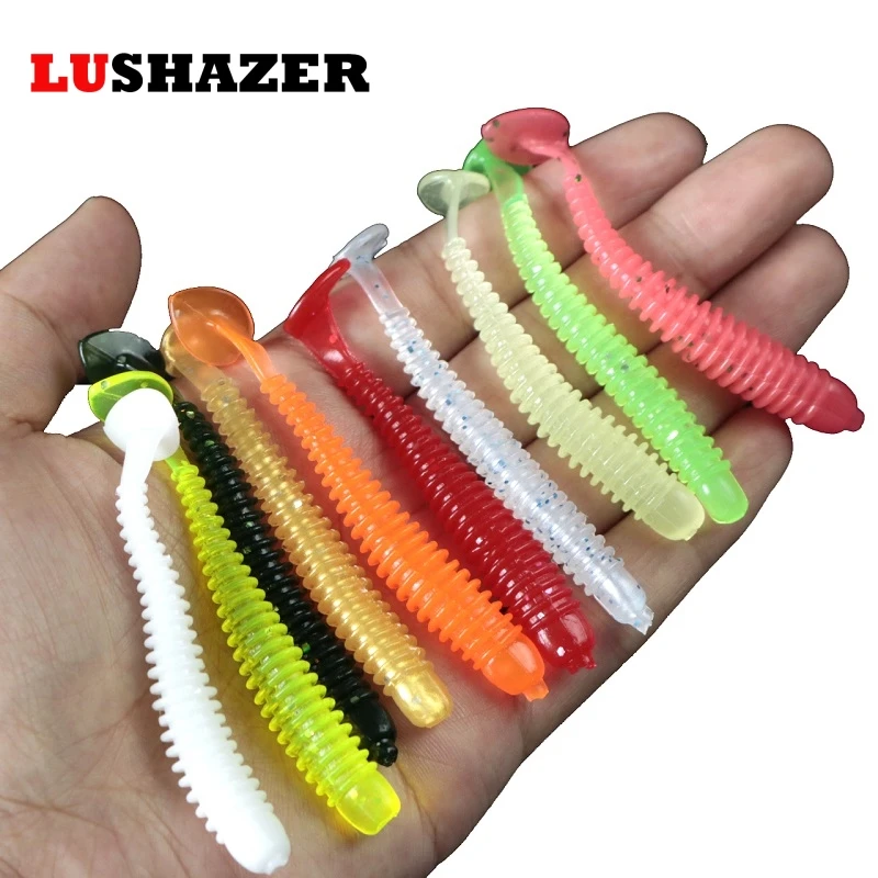 

20pcs/lot LUSHAZER soft fishing lure 50mm 60mm 70mm isca artificial soft plastic bait worm carp fishing lures china pesca