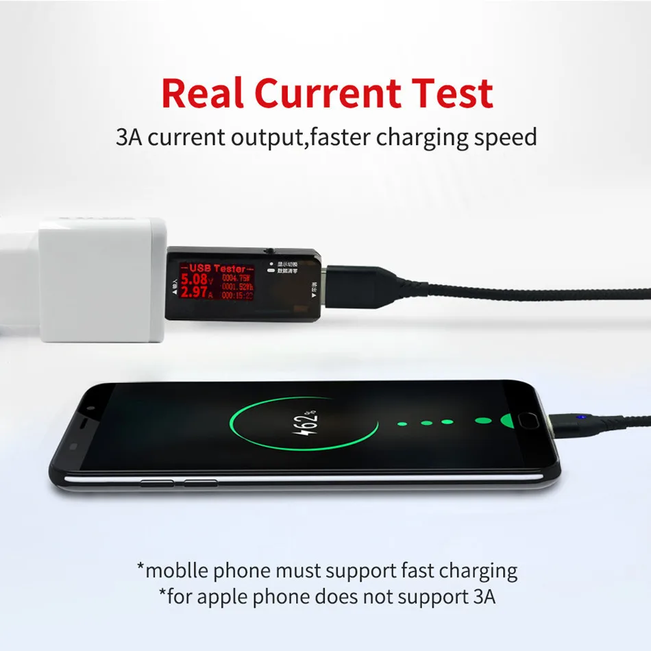 3A магнитное зарядное устройство Micro USB кабель для передачи данных iphone Xiaomi Huawei Android