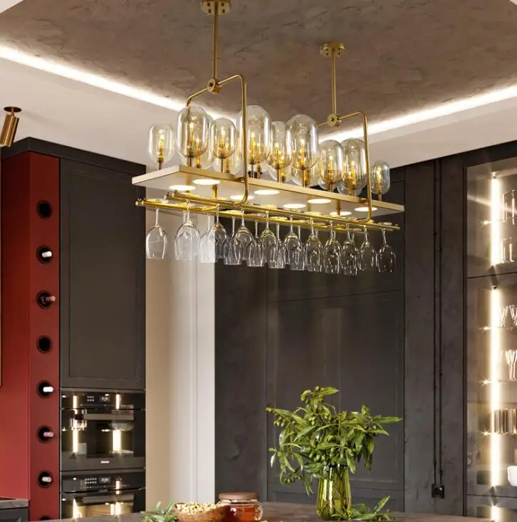 Nordic Post Modern Restaurant Chandelier Rectangular Hanging Wine Glass Simple Modern Dining Table Bar Table Lamp Pendant Lights Aliexpress