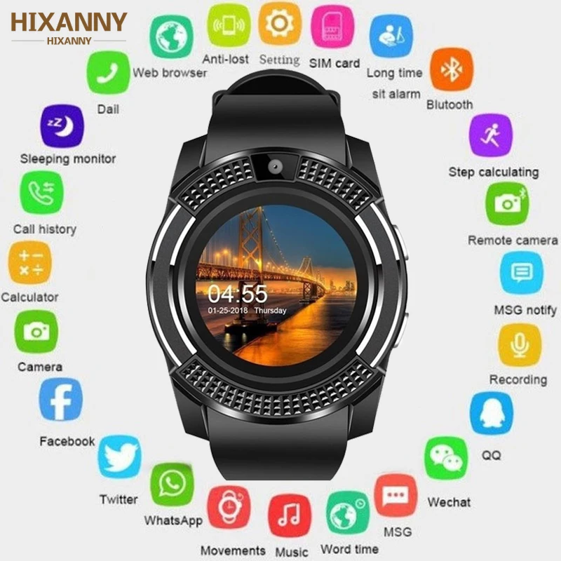 

Smart Watch Bluetooth touch screen Android waterproof sports men and women smart watch with camera SIM card slot V8 PK Y1 A1