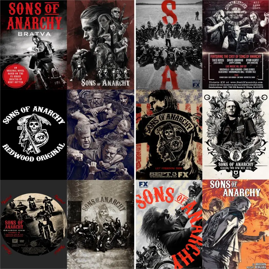 

Sons of Anarchy Posters Movie Wall Stickers White Coated Vivid Color Paper Prints Clear Image Home Decoration free shipping