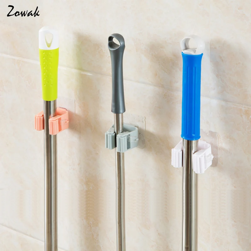 Broom Mop Holder Broom Gripper Holds Self Adhesive Reusable No Drilling
