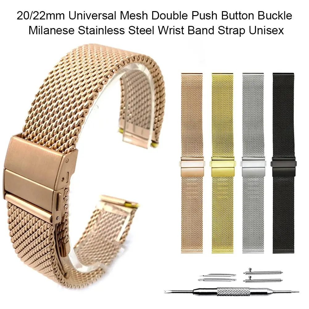 

20 / 22mm Universal Milanese Stainless Steel Watch Band Straps Wristband Replacement Wrist Band Strap Smart Bracelet Accessories