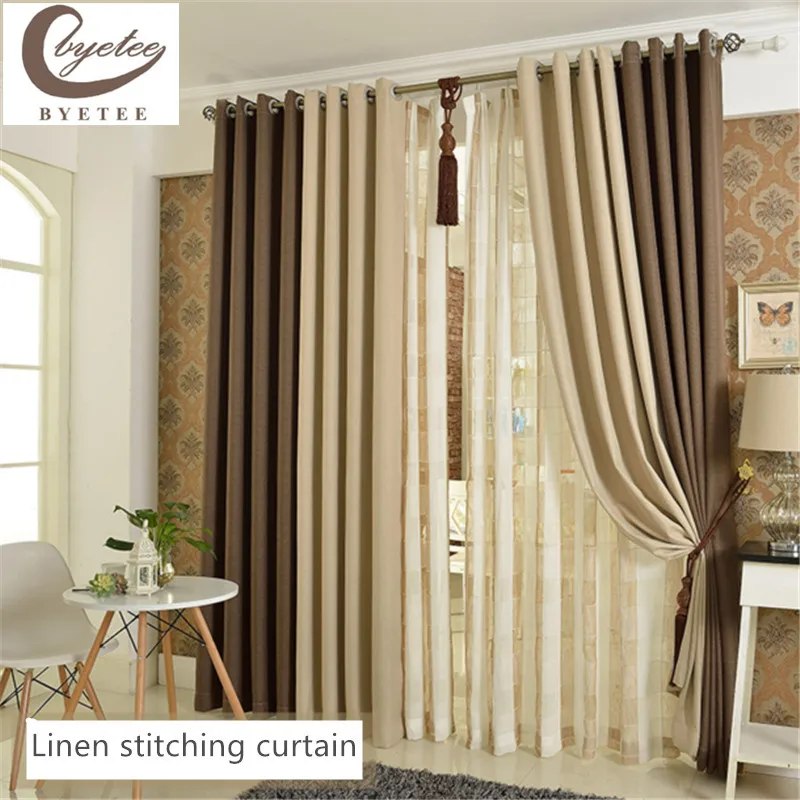 Image curtains top grade flax full light shading cloth simple living room bedroom product customization curtain screens