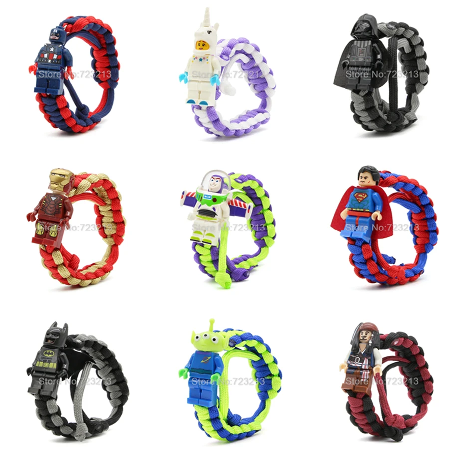 

Single Buzz Lightyear Bracelet customized Super Hero Figure Iron Man Batman Darth Vader Unicorn Man Building Blocks Bricks Toys