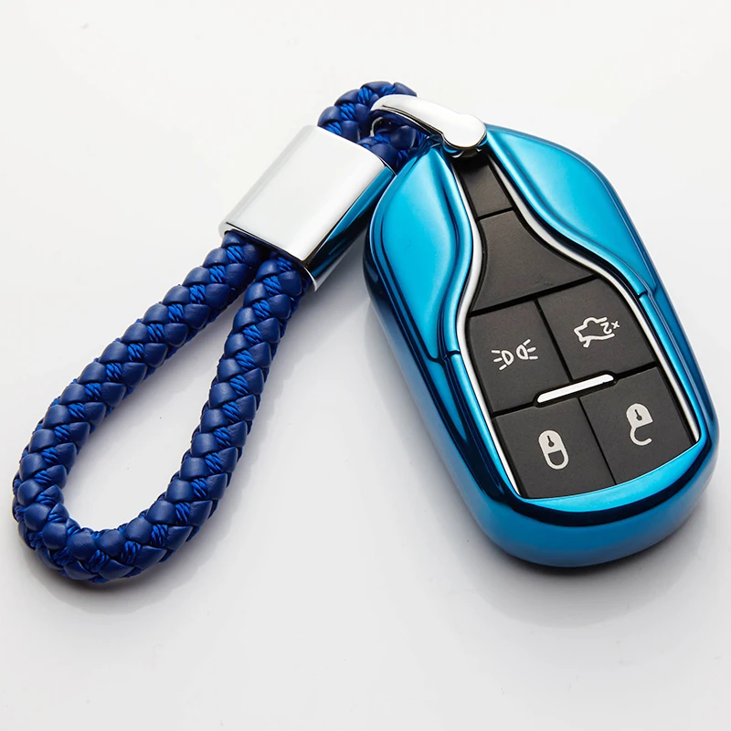 

KUKAKEY TPU Car Key Case Fob Cover Remote Shell Frame For Maserati Ghibli Spoiler key Emblem Car Styling Accessories