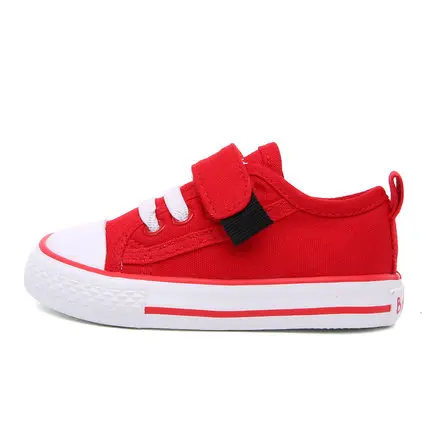 Детская обувь; Весенняя детская парусиновая обувь; дышащие детские повседневные кроссовки для девочек и мальчиков; детская обувь на плоской подошве; размеры 18-30 - Цвет: Красный