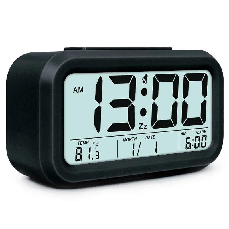 Alarm Digital Electronic Clock Large LCD Display Snooze Clock Light