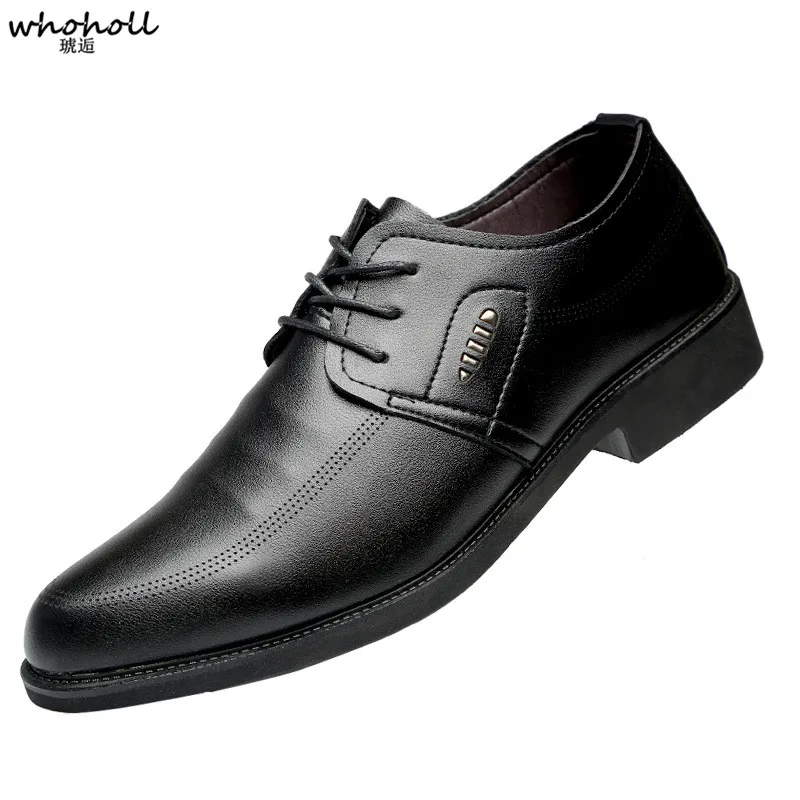 

WHOHOLL Genuine Cow Leather Brogue Wedding Business Mens Casual Flat Shoes Vintage Handmade Oxford Shoes for Men