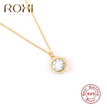 ROXI CZ Cubic Zirconia Round Pendant Necklace Women Simple Korean 925 Sterling Silver Necklace Clavicle Chain Choker Necklace ROXI CZ Cubic Zirconia Round Pendant Necklace Women Simple Korean 925 Sterling Silver Necklace Clavicle Chain Choker Necklace
