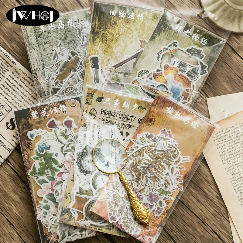 

60pc/bag Vintage flowers butterfly carriage washi decoration sticker paper sticker diy handmade diary album scrapbooking sticker