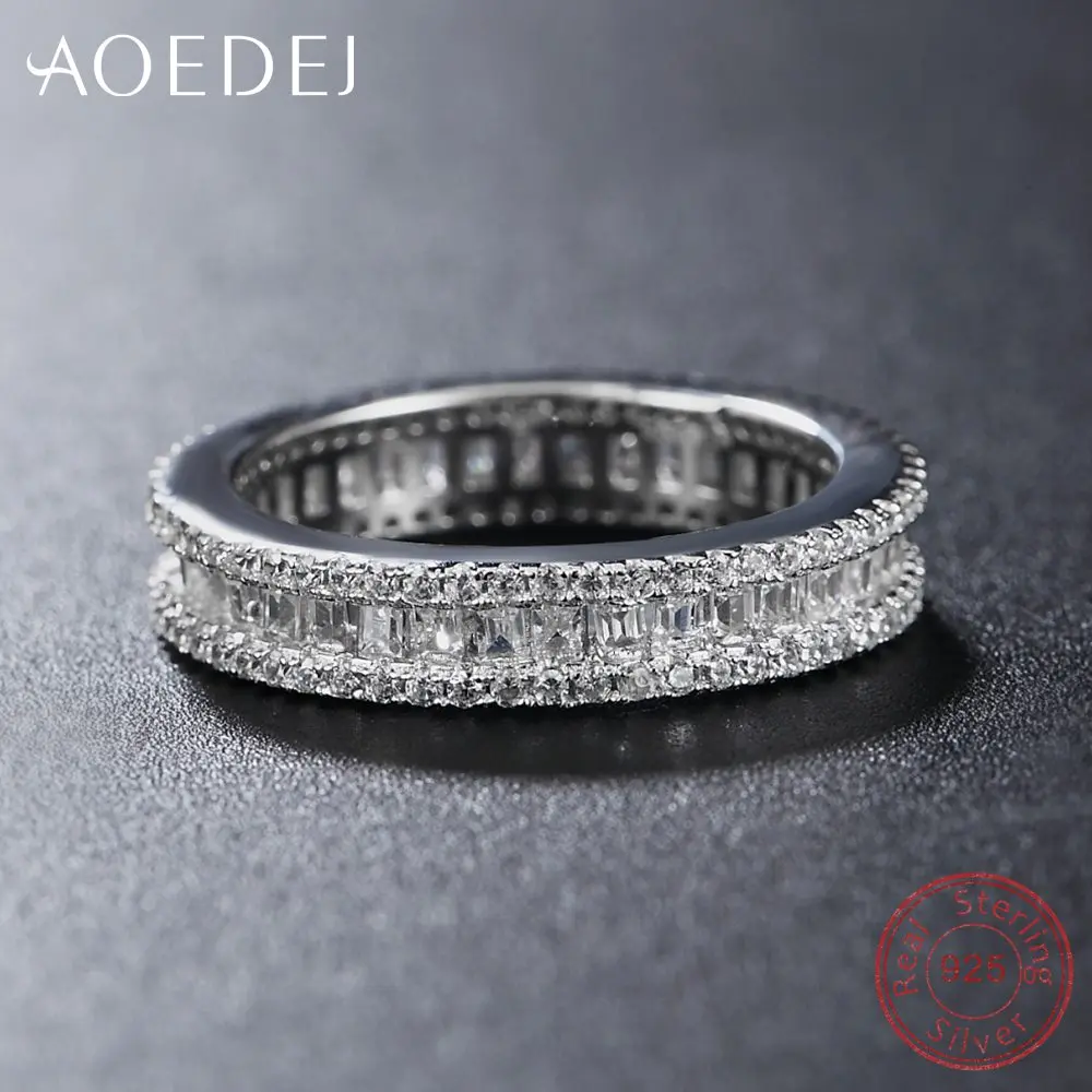 AOEDEJ Luxury Rings for Women CZ Crystal 925 Sterling Silver Female