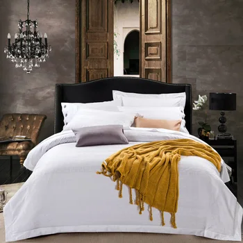 

Classical White Jacquard Hotel Bedding Set 4 Pieces 100% Cotton Jacquard Duvet Cover Set Queen King Size Flat/fitted Sheet Set