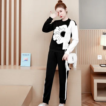 

YICIYA plus size large tracksuits for women 2 piece sets 2019 spring outfits co-ord set top and pant suits print floral clothes