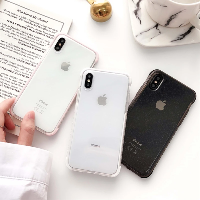 

Luxury Glitter Powder Phone Case For iPhone X XR XS Max 8 7 Plus 6 6S Plus Transparent Soft TPU Shockproof Shining Back Cover