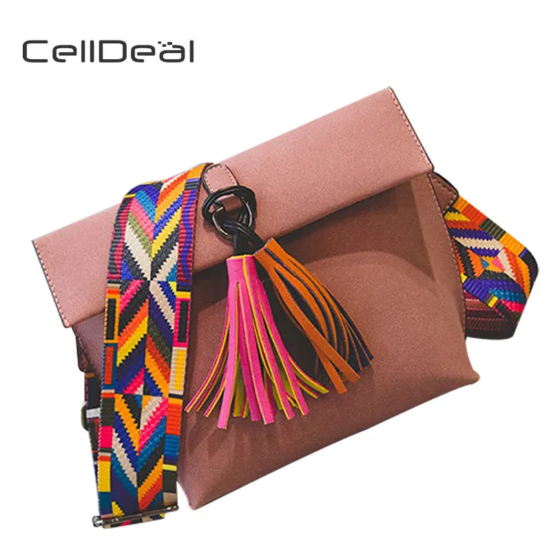 CellDeal Women&#39;s Frosted Small Bread New Tassel Inclined Shoulder Purse Colour Straps One ...