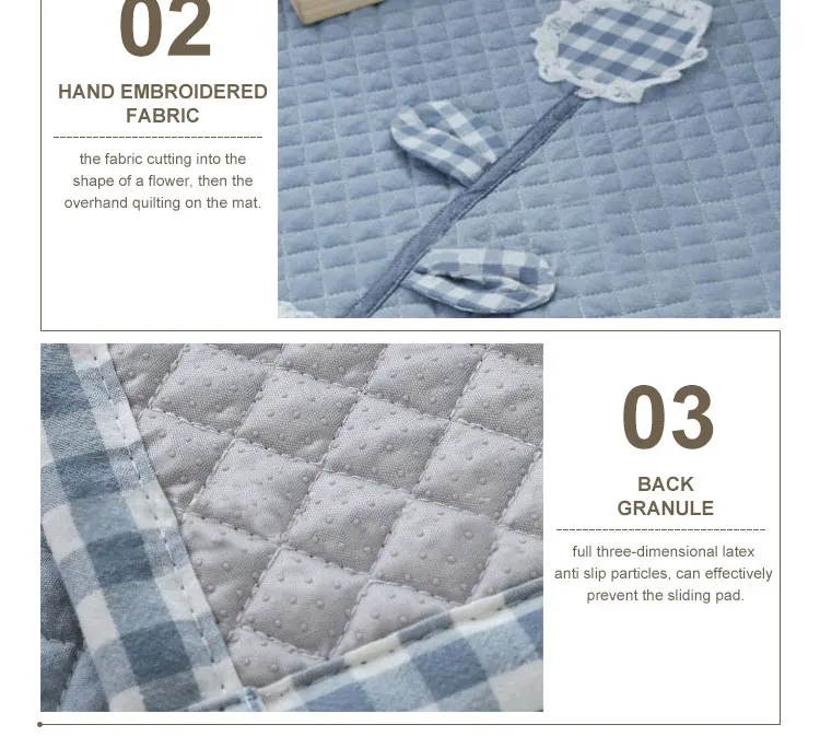 Корейский свежий хлопок диван подлокотник полотенце Подушка нашивка вышитая Цветочная полоса синяя ткань Нескользящий диван-чехол домашний текстиль