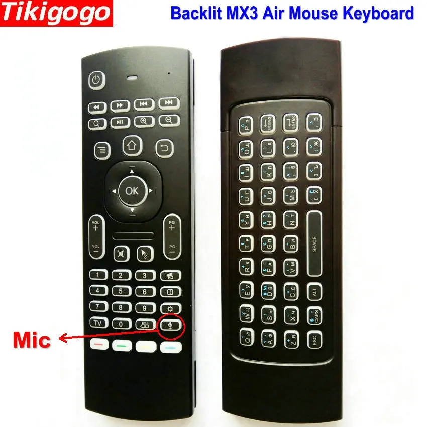 

MX3 backlight Voice Air Mouse keyboard Russian English 5 IR Learning keys for Android Smart TV Box pc PK G30 G30s Remote Control
