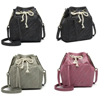 

Miss Lulu Women Barrel Shape Shoulder Bags Handbags and Purses Ladies Drawstring Canvas Messenger Satchel Crossbody Bag YD6812