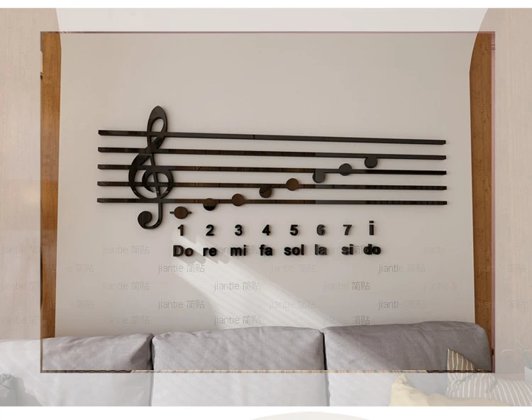 Горячая Распродажа, акриловые 3D наклейки на стену с изображением фортепианных нот, музыкального класса, сделай сам, художественный Настенный декор для обучения, задний фон, зеркальные наклейки на стену