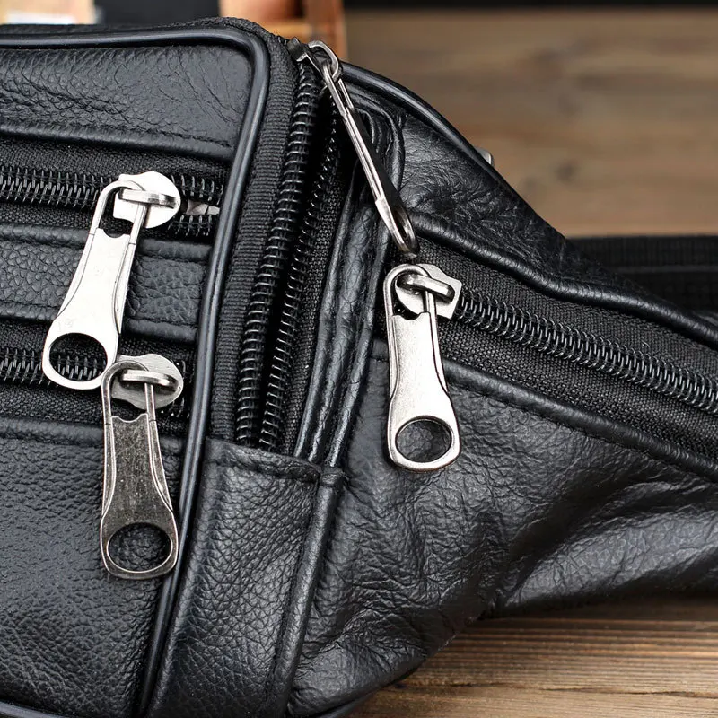 جلد أصلي للرجال الخصر حزم حزام رجالي حقيبة الذكور حزمة مراوح الكتف Crossbody السفر حقيبة لينة جيب للهاتف الخليوي