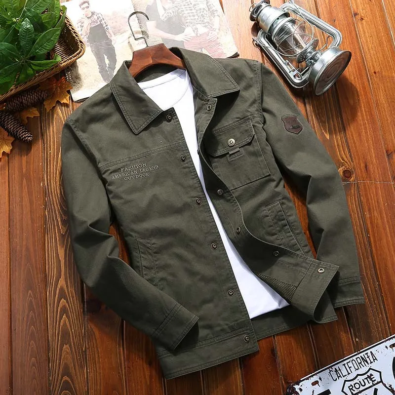 Men's Jackets Spring And Autumn Military Style Bomber Cotton Jacket ...