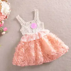 Розовыми цветами шифоновое платье девочек летом взрыва модели платье принцессы детская одежда