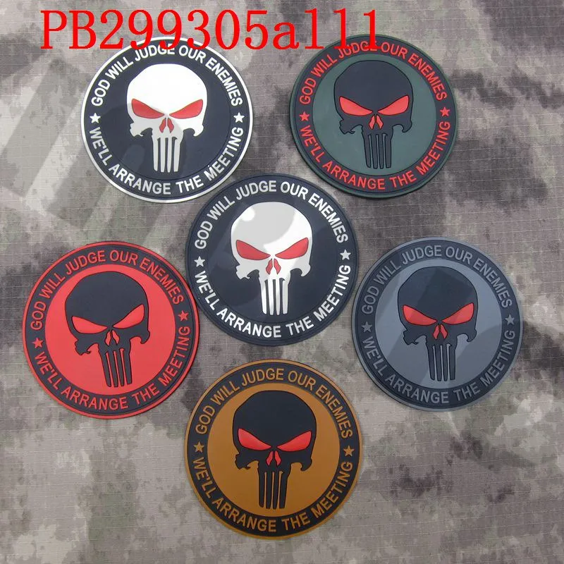

3D PVC Patch GOD WILL JUDGE OUR ENEMIES WE'LL ARRANGETHEMEETING SEAL TEAM 6 Punisher Skull Rubber patch
