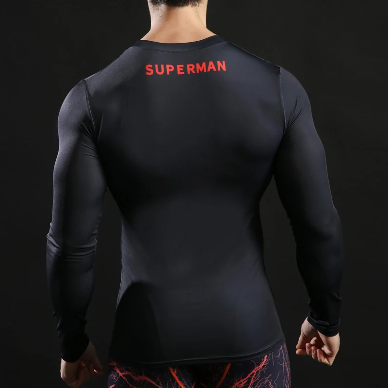 Брендовая мужская футболка супергероя Marvel, футболки с длинным рукавом, футболки для фитнеса Супермена, 3D футболки, компрессионная рубашка, мужские колготки