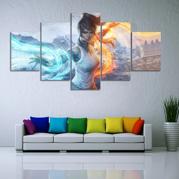 

5 Piece Avatar The Last Airbender Korra Aura Drawing HD Print Canvas Painting Wall Art Home Decor Cuadros Decoracion