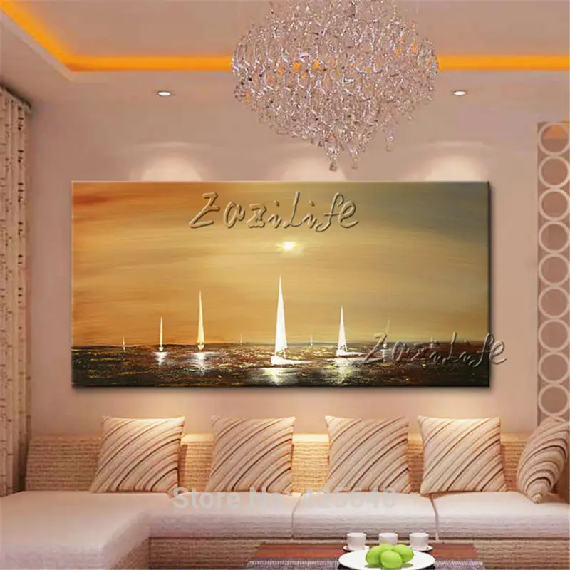 

Hand painted canvas oil painting art photo wall decoration modern abstract oil painting ships sitting room decorative pictures