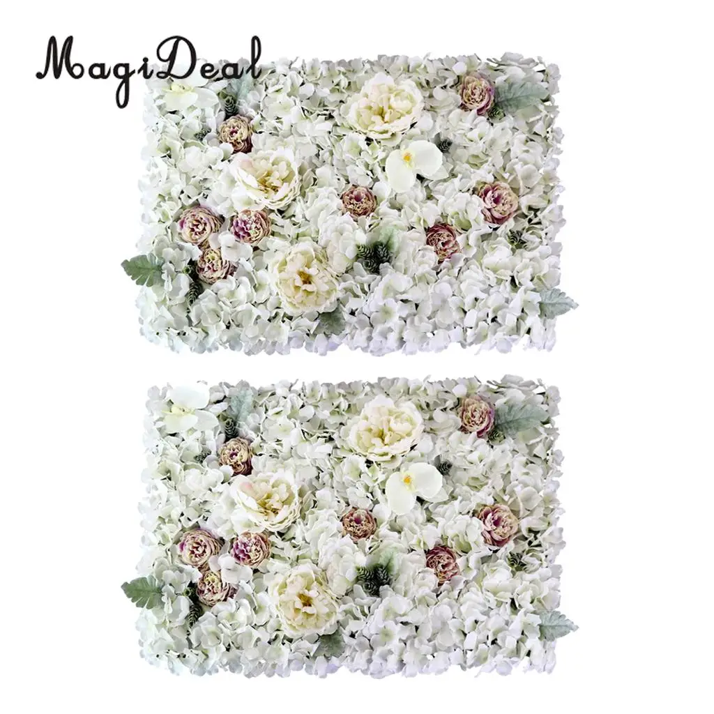 

MagiDeal 2pcs Artificial Flower Wall Panels Wedding Venue Decoration Backdrop