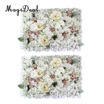 

MagiDeal 2pcs Artificial Flower Wall Panels Wedding Venue Decoration Backdrop