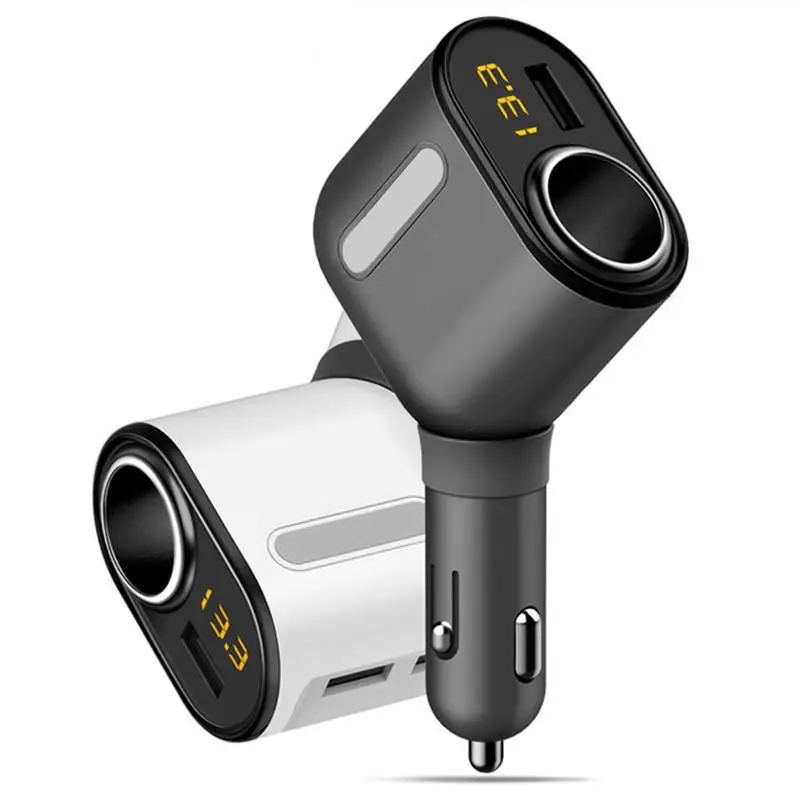 

2019 1 in 3 Ports USB Car Fast Charger Car Cigarette Lighter Socket Splitter Power Adapter with Voltage Display