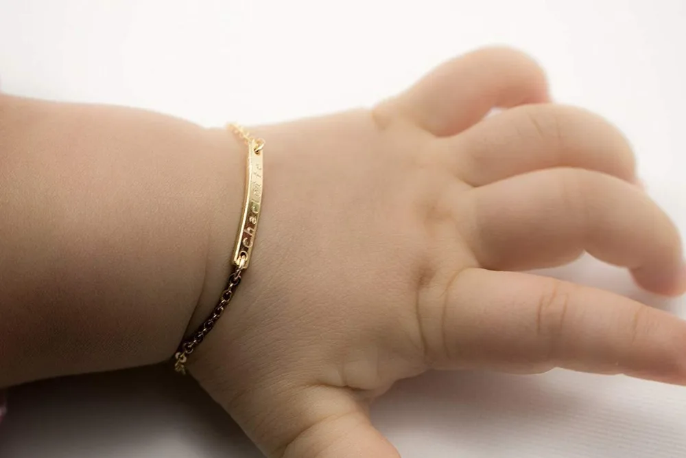  DOREMI Gold Bracelet Baby Jewelry Custom Name Bracelets Gold Charm Child ID Stainless Bracelet Kids