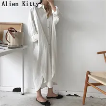 Женское платье с длинным рукавом Alien Kitty повседневное однотонное