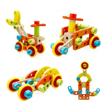 

Chanycore Baby Learning Educational Wooden Toys Blocks Screws Nuts Assemblage Geometric Shape mwz Enlightenment Kids Gifts 4192