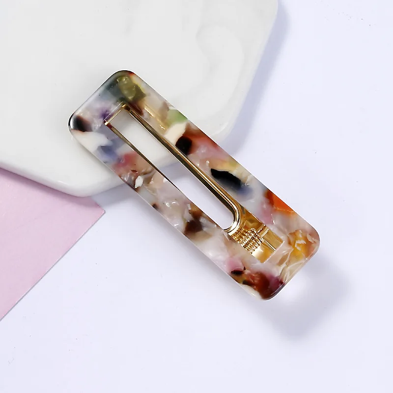 Tortoiseshell Hair Clip for Women Grils Geometric Acrylic Acetate Rectangle Headwear Hairpins Barrettes Hair Accessories