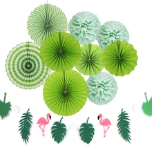 Party Decoration Set 10pcs Green Color With Flamingo Garlands Summer Tropical party Luau Beach Pool Hawaiian Party Decoration