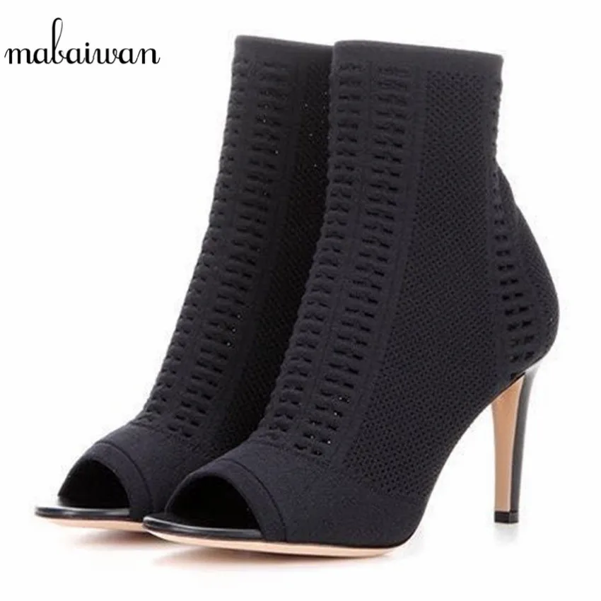 open toe high heel ankle boots