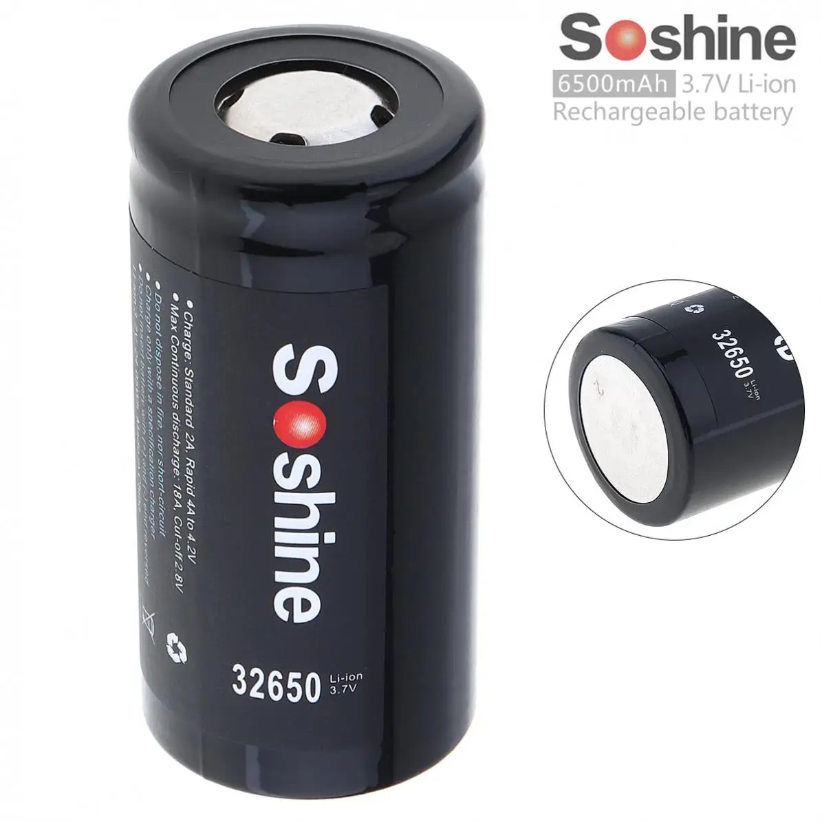 

Soshine High Capacity 6500mAh 3.7V 32650 Li-ion Rechargeable Battery 32650 battery for LED Flashlights / Headlamps